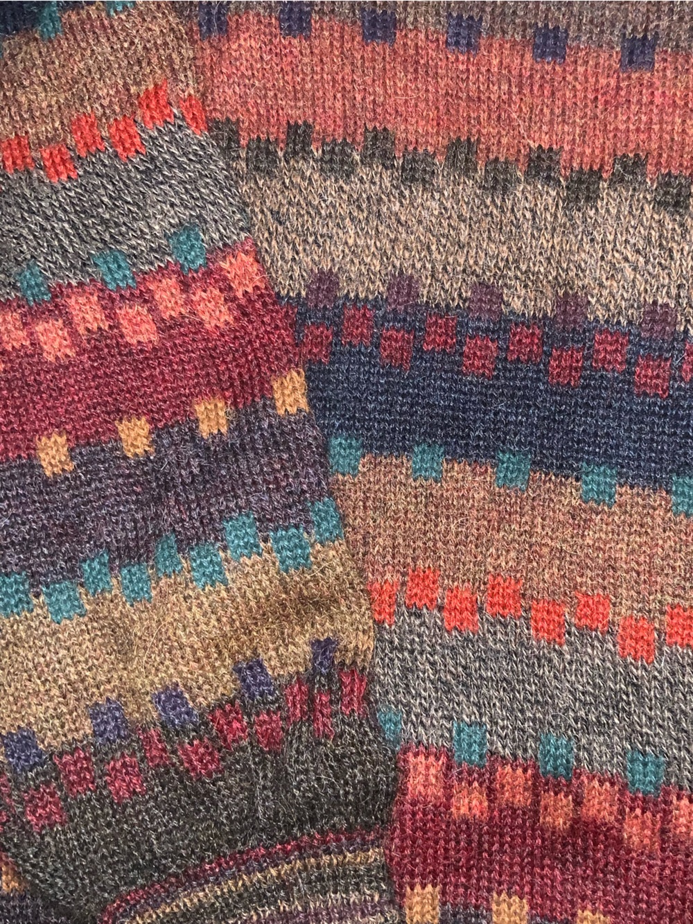 intiwara alpaca knit crewneck sweater soft non ichy colourful 100% wool L - Picture 3 of 9